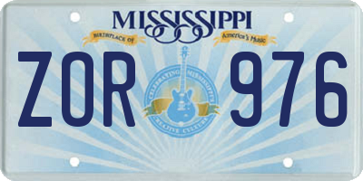 MS license plate ZOR976