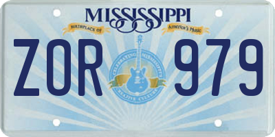 MS license plate ZOR979