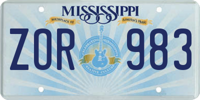 MS license plate ZOR983