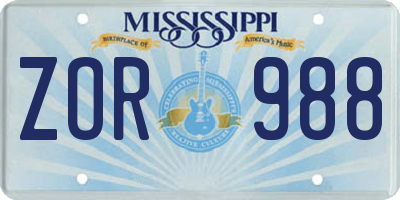 MS license plate ZOR988