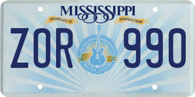 MS license plate ZOR990