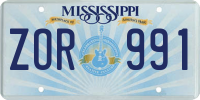 MS license plate ZOR991