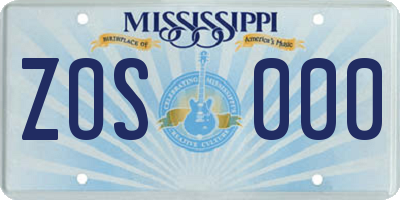 MS license plate ZOS000