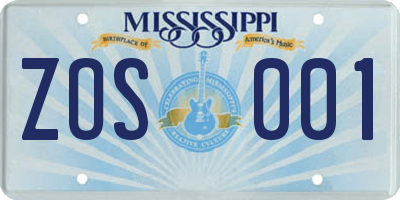MS license plate ZOS001