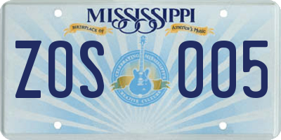 MS license plate ZOS005