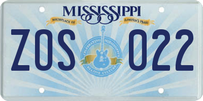 MS license plate ZOS022