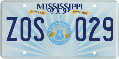 MS license plate ZOS029