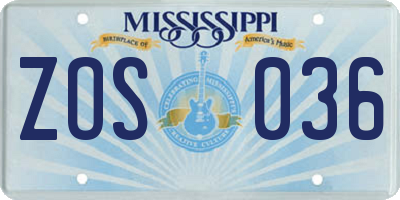 MS license plate ZOS036