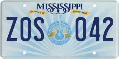 MS license plate ZOS042