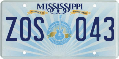 MS license plate ZOS043