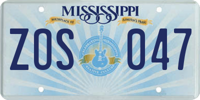 MS license plate ZOS047