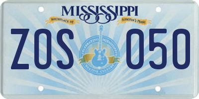 MS license plate ZOS050