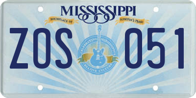 MS license plate ZOS051