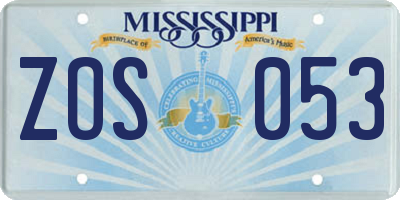MS license plate ZOS053