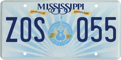 MS license plate ZOS055