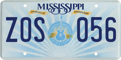 MS license plate ZOS056