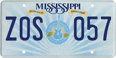 MS license plate ZOS057