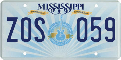 MS license plate ZOS059