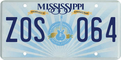 MS license plate ZOS064