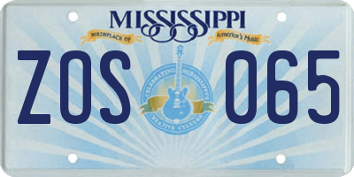 MS license plate ZOS065