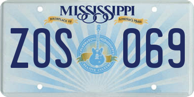 MS license plate ZOS069