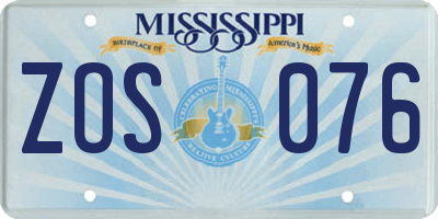 MS license plate ZOS076