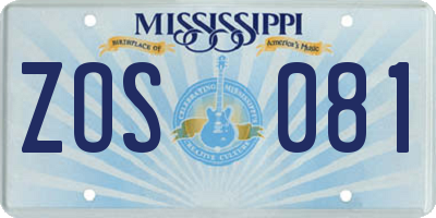 MS license plate ZOS081