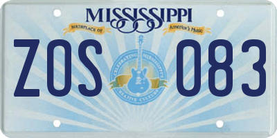 MS license plate ZOS083