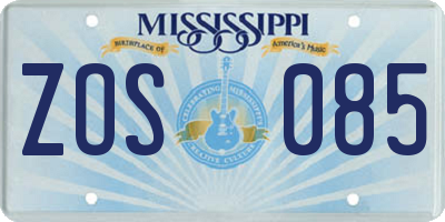 MS license plate ZOS085