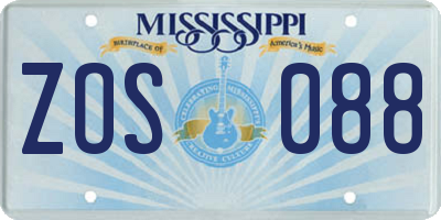 MS license plate ZOS088