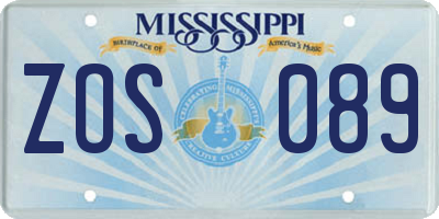 MS license plate ZOS089