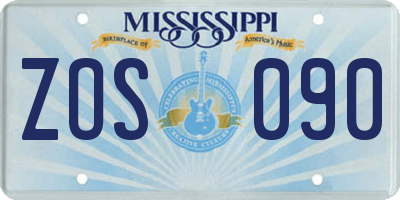 MS license plate ZOS090