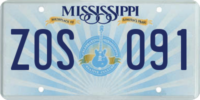 MS license plate ZOS091
