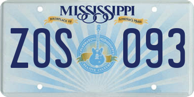 MS license plate ZOS093