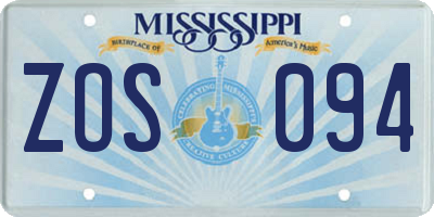 MS license plate ZOS094