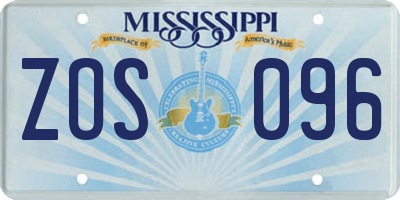MS license plate ZOS096