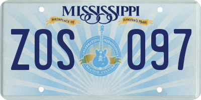 MS license plate ZOS097