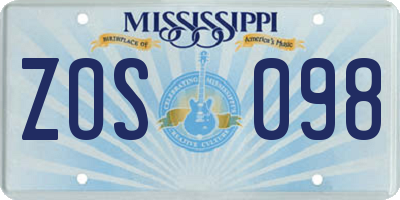 MS license plate ZOS098