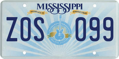 MS license plate ZOS099