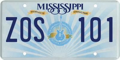 MS license plate ZOS101