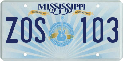 MS license plate ZOS103
