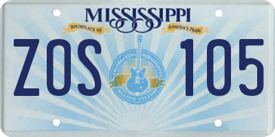 MS license plate ZOS105