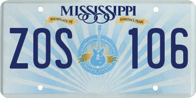 MS license plate ZOS106