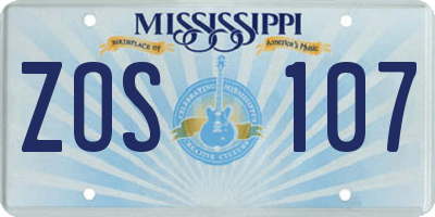 MS license plate ZOS107