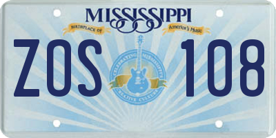 MS license plate ZOS108