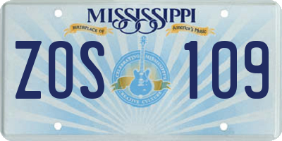 MS license plate ZOS109
