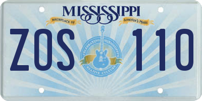 MS license plate ZOS110