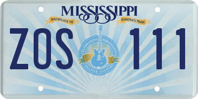 MS license plate ZOS111