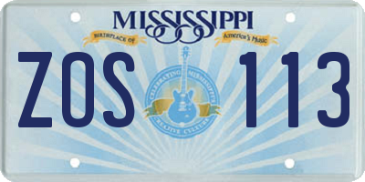 MS license plate ZOS113