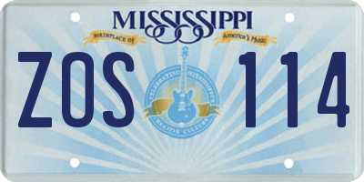 MS license plate ZOS114
